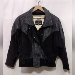 Burmans Thinsulate 100% Leather Animal Print Jacket Mens M Boho Retro 90s Y2K